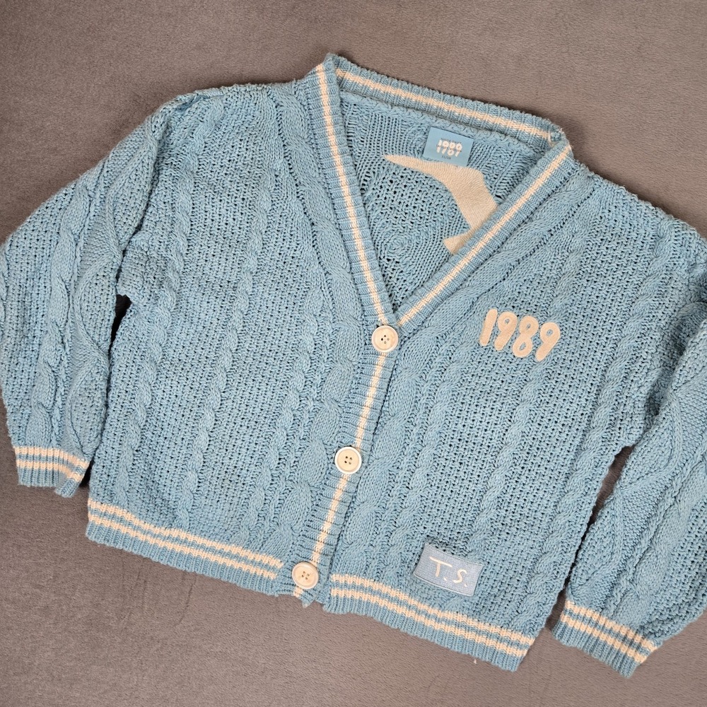 Taylor Swift 1989 Cardigan Taylor's Version XS/S Light Blue Eras Tour Cable Knit